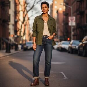 J. Crew 100% Cotton Button-Front Safari Shirt Jacket Shacket Sz Small Army Green